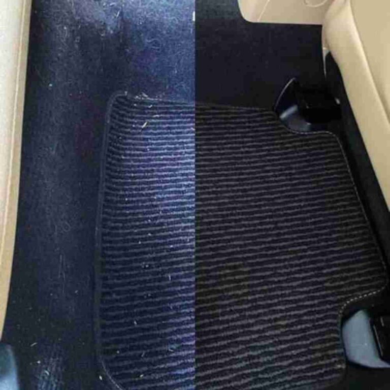 Car floor before and after detailing